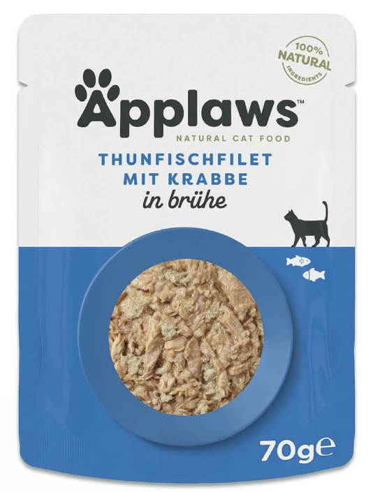 Applaws Thunfischfilet mit Krabbe in Brühe Nassfutter für Katzen (70g)