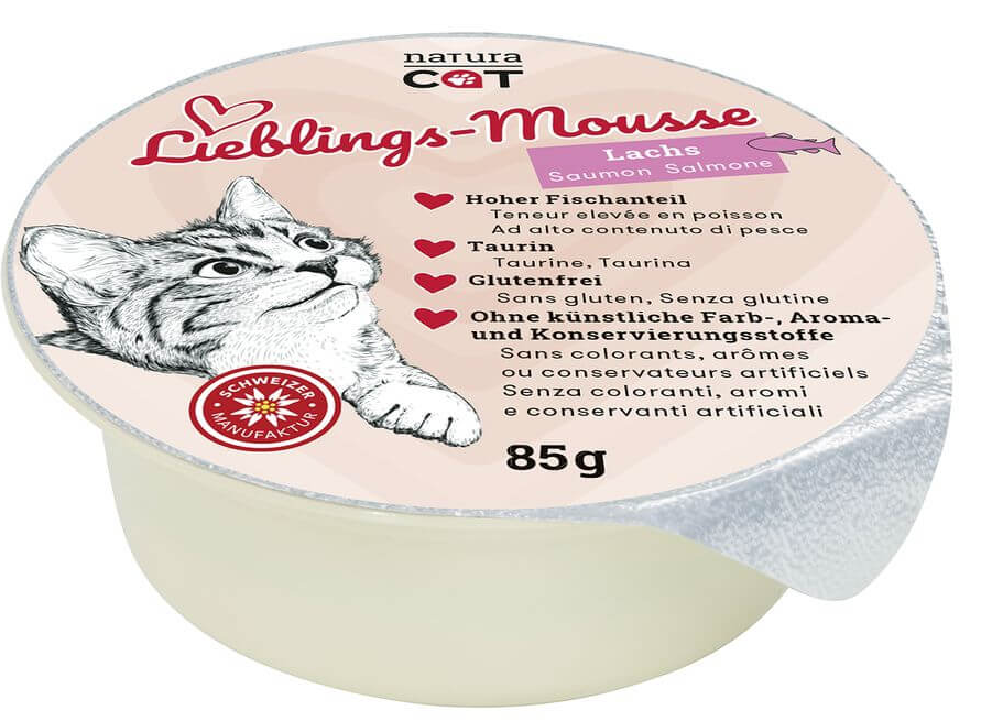 naturaCat Lieblings​-​Mousse mit Lachs Nassfutter für Katzen (85g)