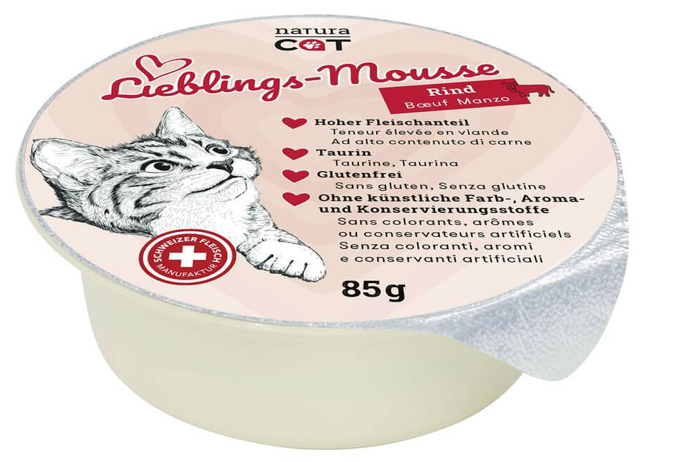 naturaCat Lieblings​-​Mousse mit Rind Nassfutter für Katzen (85g)