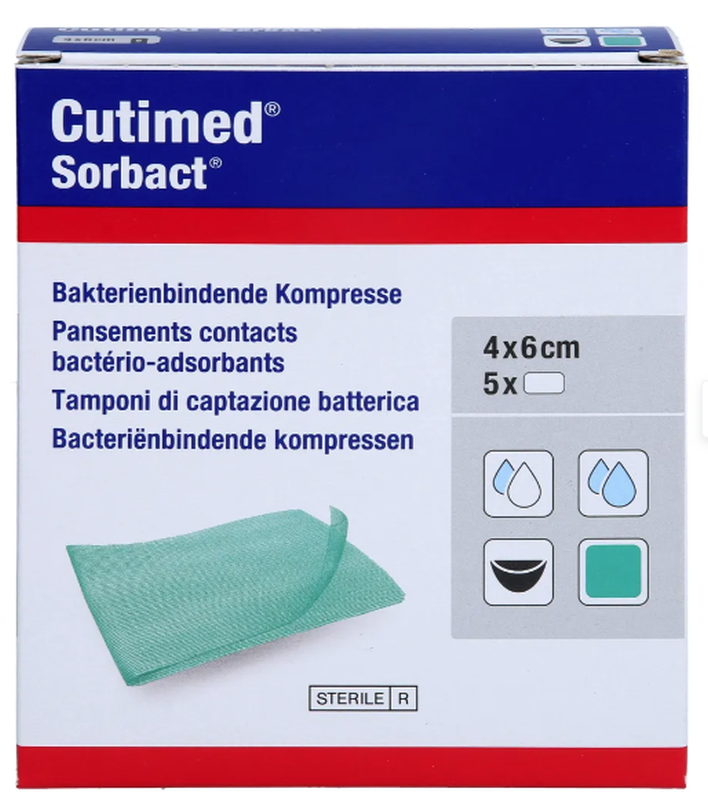 Cutimed Sorbact Kompressen 4x6cm (5 Stk)