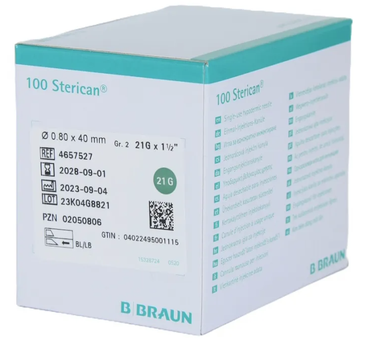 Sterican Kanülen 21G grün, 1.5 Zoll, 0.8X40mm (100 Stk)
