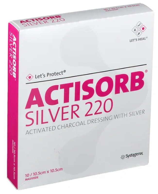 ACTISORB Silver 220 Kohleverband 10.5x10.5cm (10 Stk)