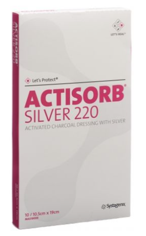 ACTISORB Silver 220 Kohleverband 19x10.5cm (10 Stk)