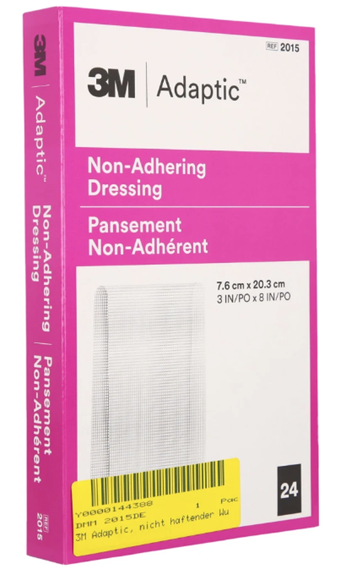 3M Adaptic nicht-haftender, feuchter Wundverband, steril, 7.6x20.3cm (24 Stk)