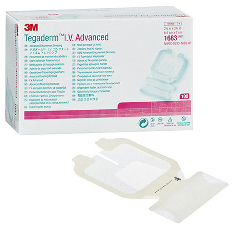 3M Tegaderm I.V. Advanced, Kanülenfixierverband steril, 6.5x7cm (100 Stk)