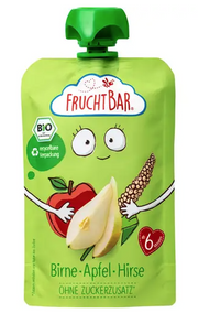 FRUCHTBAR Bio-Fruchtpüree Birne, Apfel, Hirse (100g)