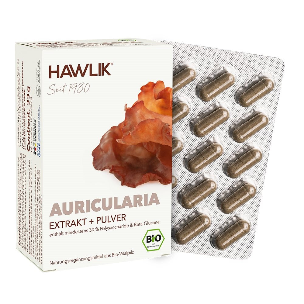 HAWLIK Auricularia Extrakt + Pulver Kapseln (60 Stk)