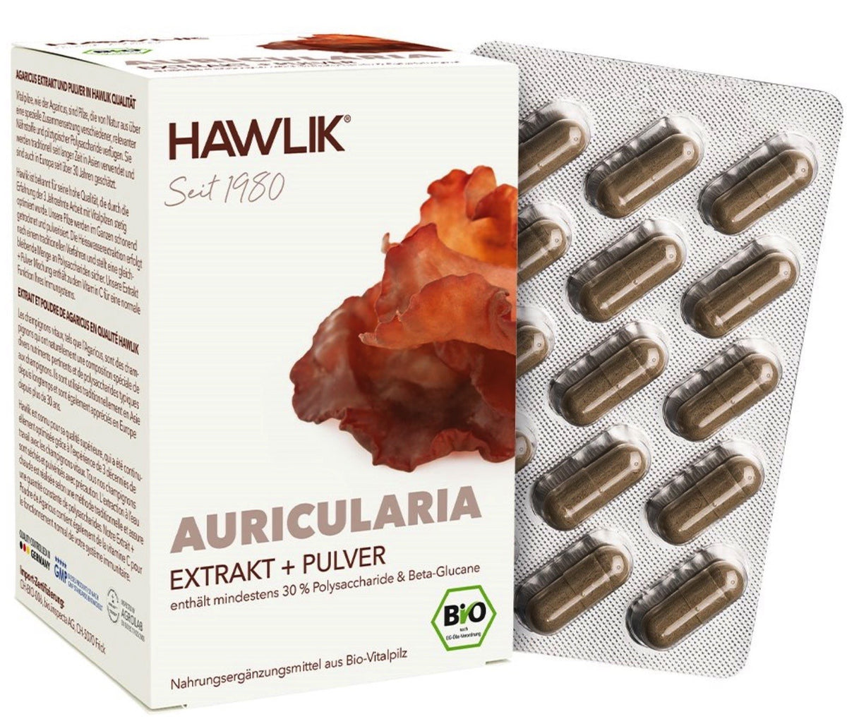 HAWLIK Auricularia Extrakt + Pulver Kapseln (120 Stk)