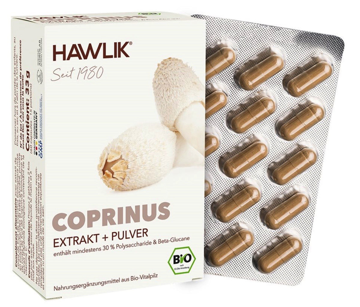 HAWLIK Coprinus Extrakt + Pulver Kapseln (60 Stk)