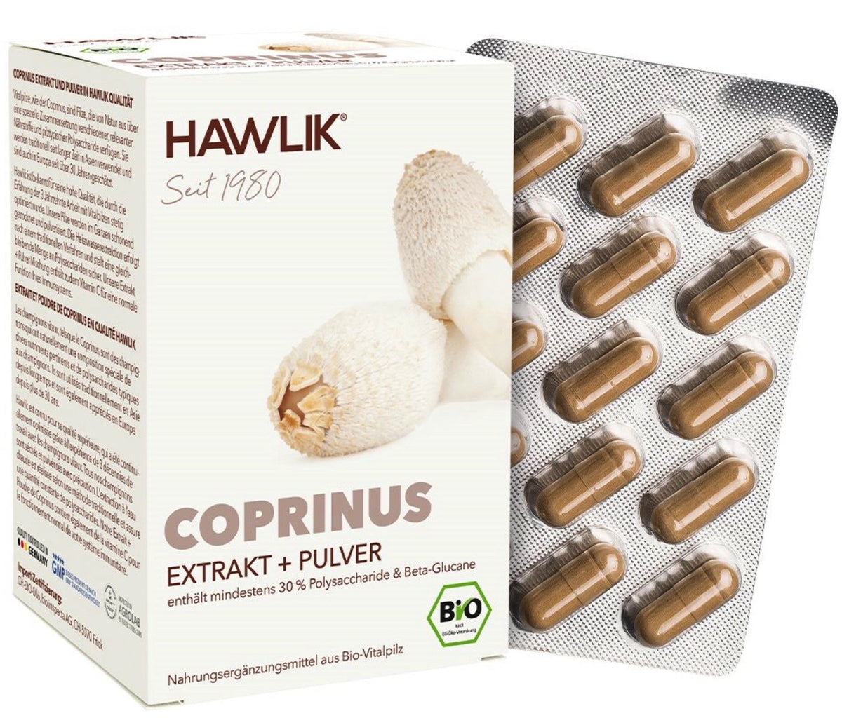 HAWLIK Coprinus Extrakt + Pulver Kapseln (120 Stk)