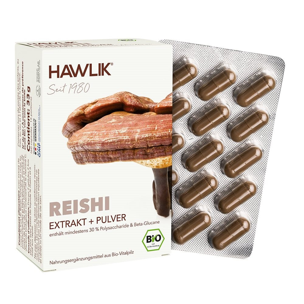 HAWLIK Reishi Extrakt + Pulver Kapseln (60 Stk)