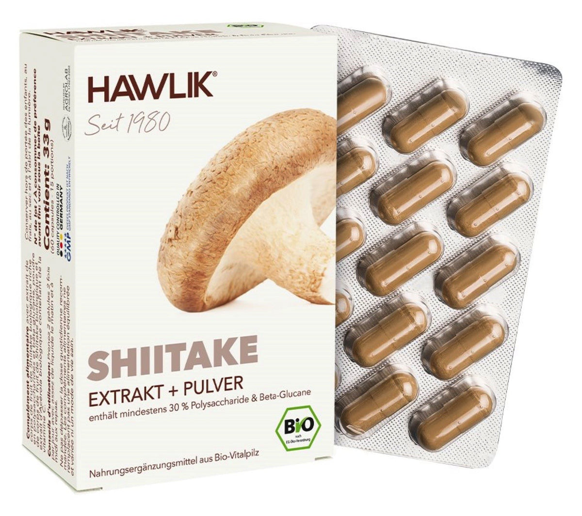 HAWLIK Shiitake Extrakt + Pulver Kapseln (60 Stk)