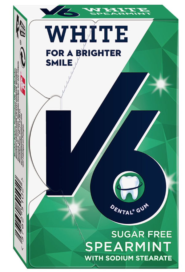 V6 White Kaugummi Spearmint (24x24g)