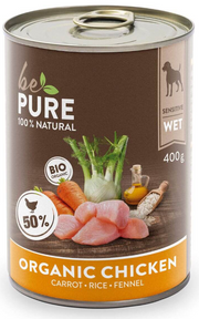 bePure Organic Chicken mit Bio Huhn, Gemüse und Reis, Nassfutter für Hunde (400g)