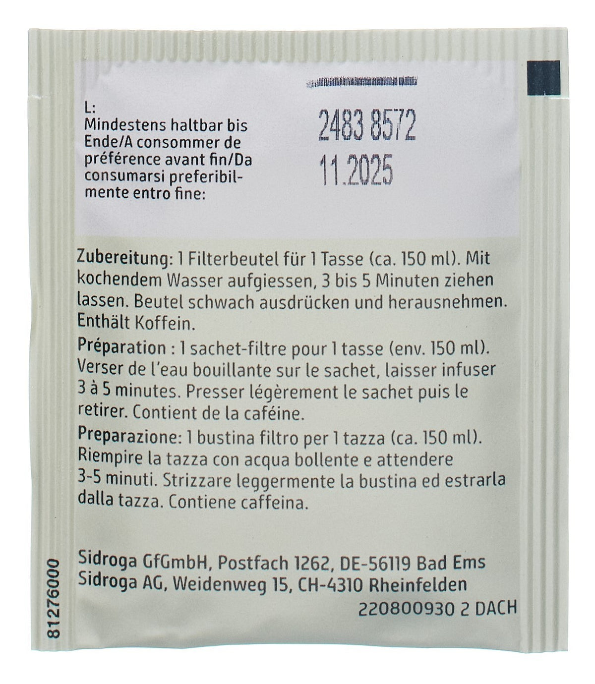 Sidroga Bio Grüntee (20 Beutel)