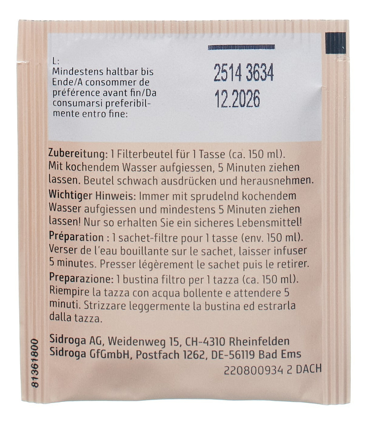 Sidroga Ingwer Tee (20 Beutel)