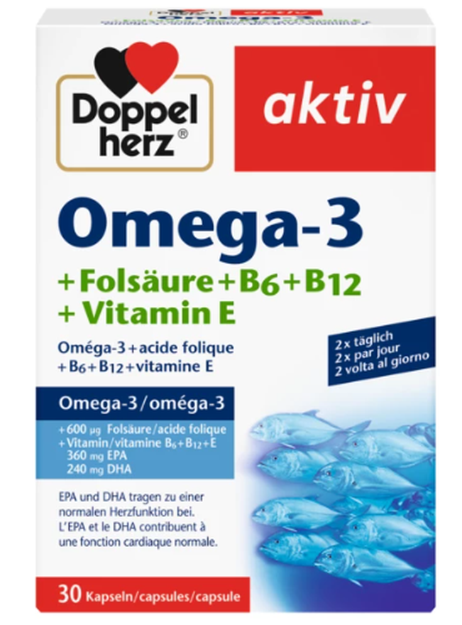 Doppelherz aktiv Omega-3 + Folsäure Kapseln (30 Stk)