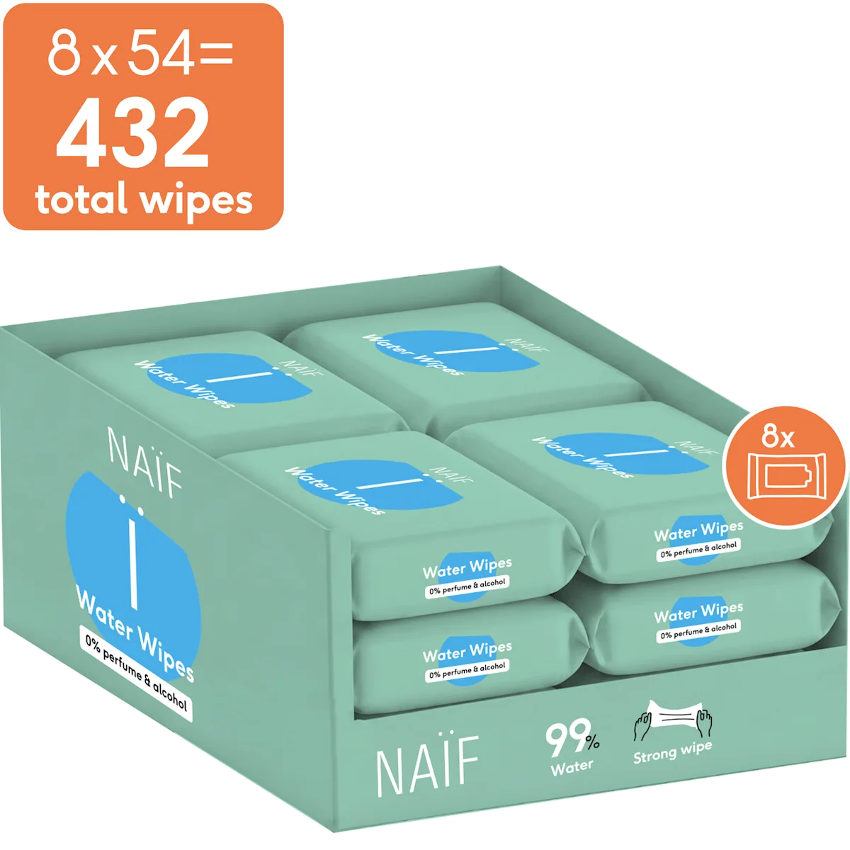 Naïf lingettes humides pour bébé sans plastique (432 pièces)