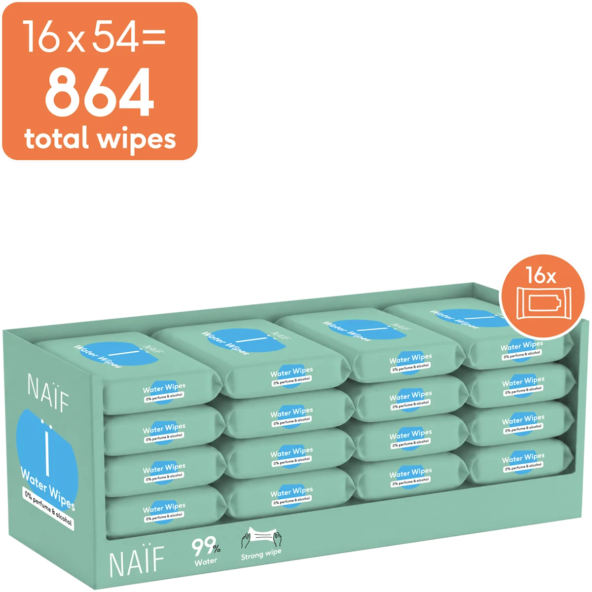 Naïf lingettes humides pour bébé sans plastique (864 pièces)