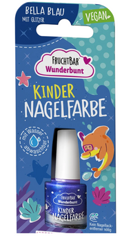 FRUCHTBAR Wunderbunt Kindernagelfarbe Bella Blau mit Glitzer (5ml)