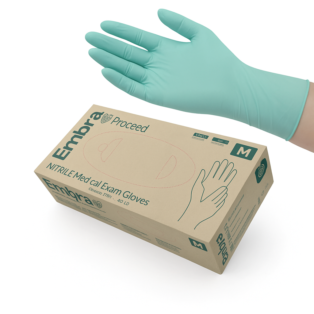 EMBRA Nitril Untersuchungshandschuhe, Grösse M, Handgelenkumfang 20cm (200 Stk)