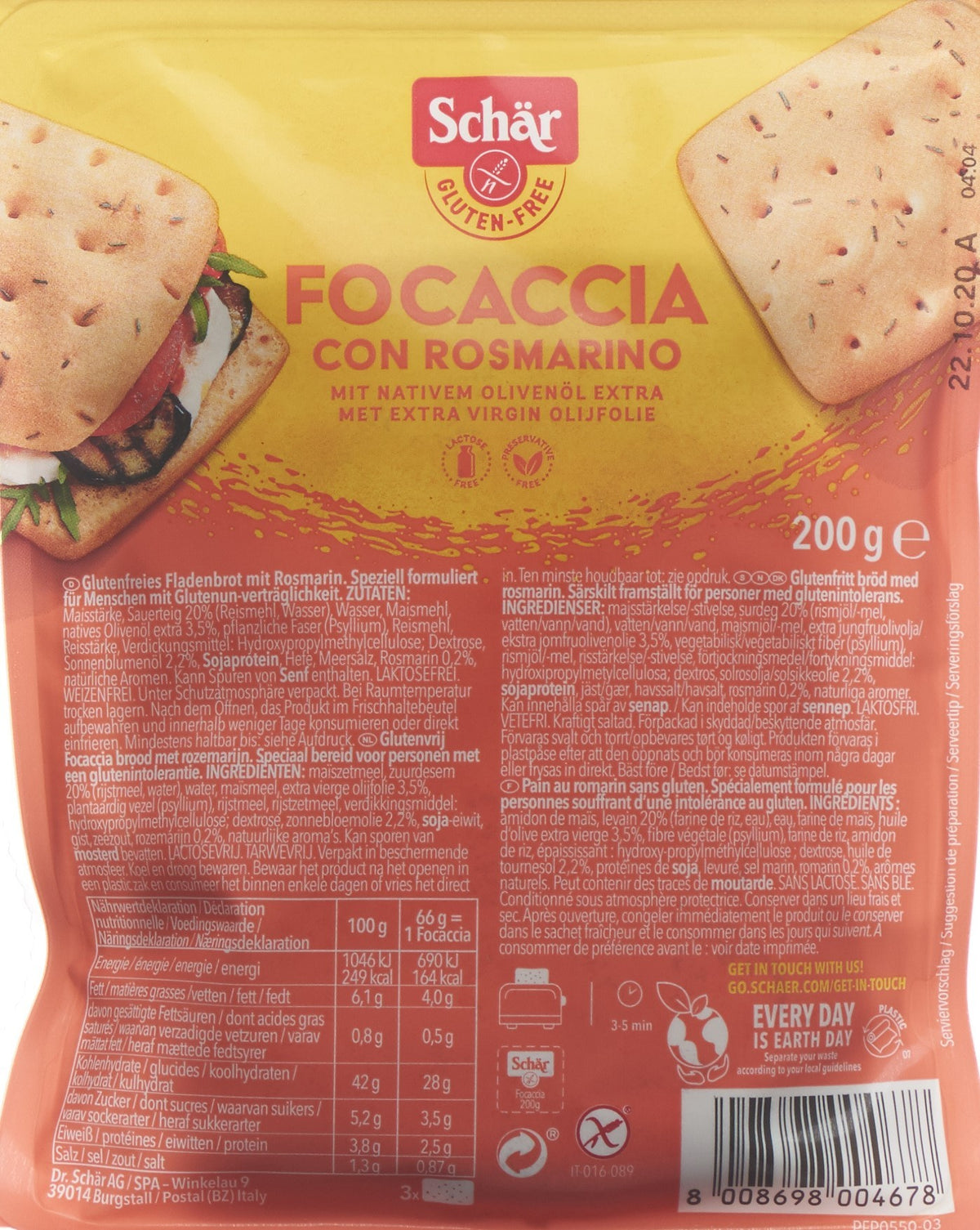 Schär Focaccia mit Rosmarin, glutenfrei (200g)