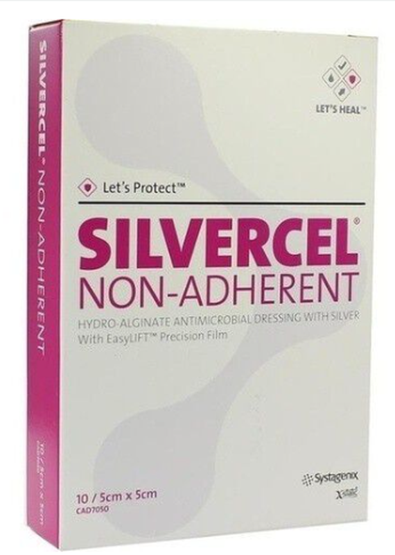 3M SILVERCEL nicht-haftende silberhaltige Wundauflage, 5x5cm (5 Stk)