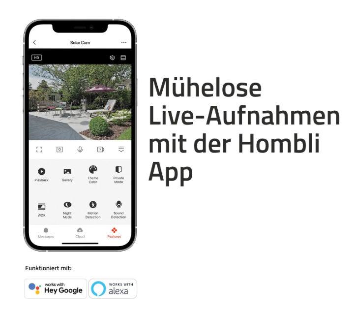 hombli Solar Überwachungskamera, 2K QHD-Auflösung, weiss (1 Stk)