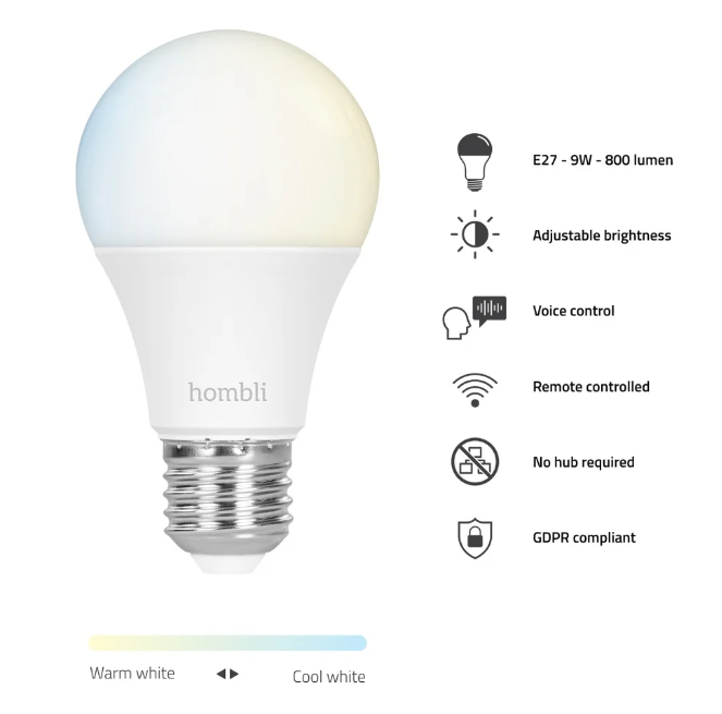 hombli Smart Bulb E27 CCT-Glühbirne, Promo Pack (2 Stk)