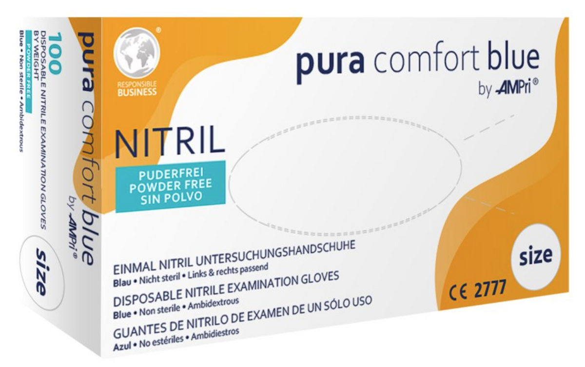 Ampri Nitrilhandschuhe blau, Grösse M, Breite 95mm (100 Stk)
