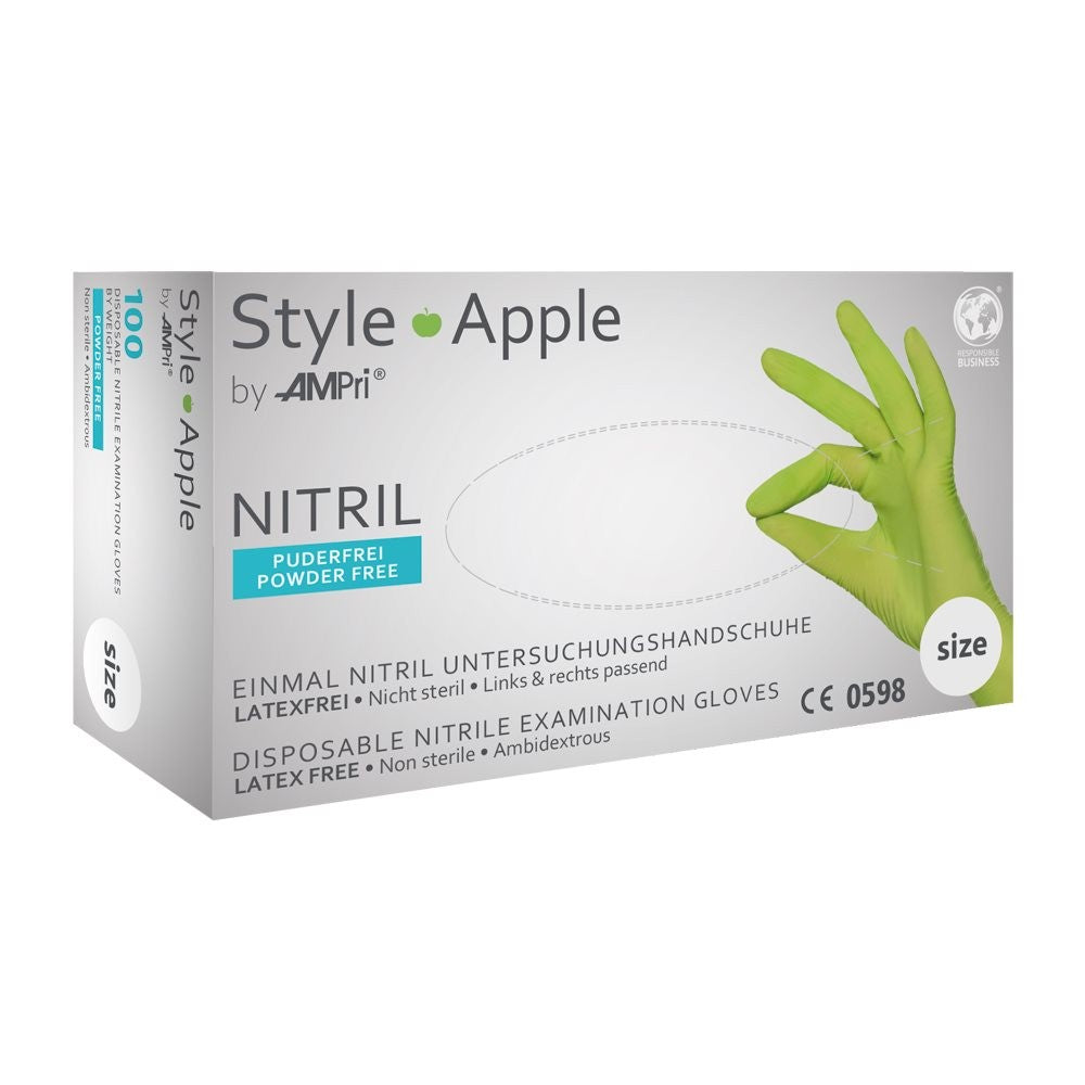 Ampri Nitrilhandschuhe Style apfelgrün, Grösse L, Breite 110mm (100 Stk)