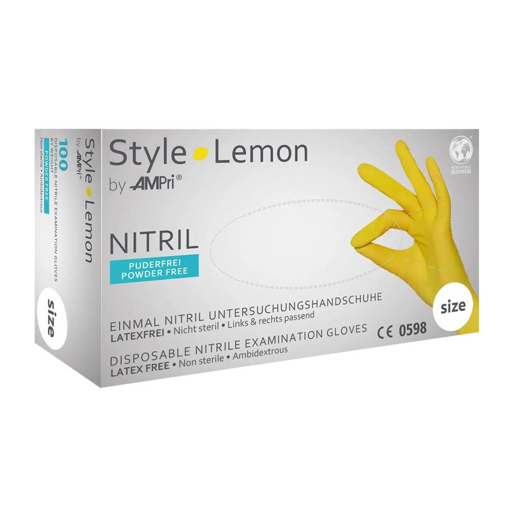Ampri Nitrilhandschuhe Style lemongelb, Grösse M, Breite 95mm (100 Stk)
