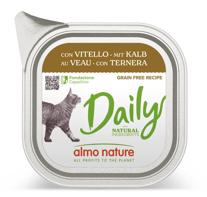 Almo Nature Daily mit Kalb, Nassfutter für Katzen (100g)