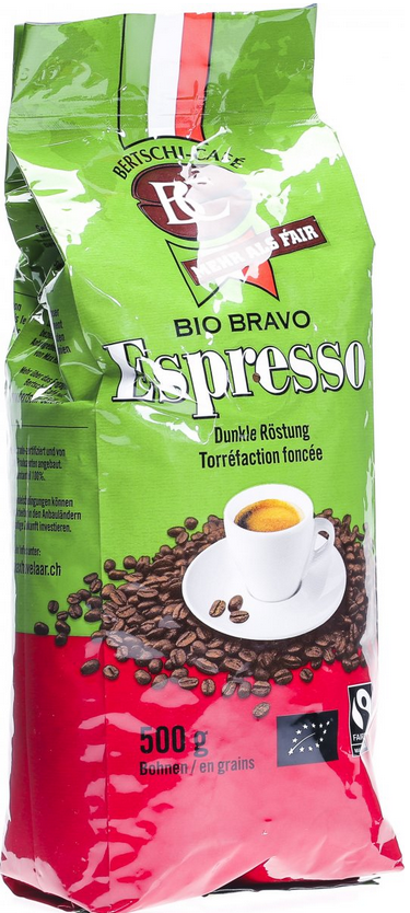 MORGA BC BERTSCHI CAFE Bio Bravo Espresso Ganze Bohnen Dunkel (500g)