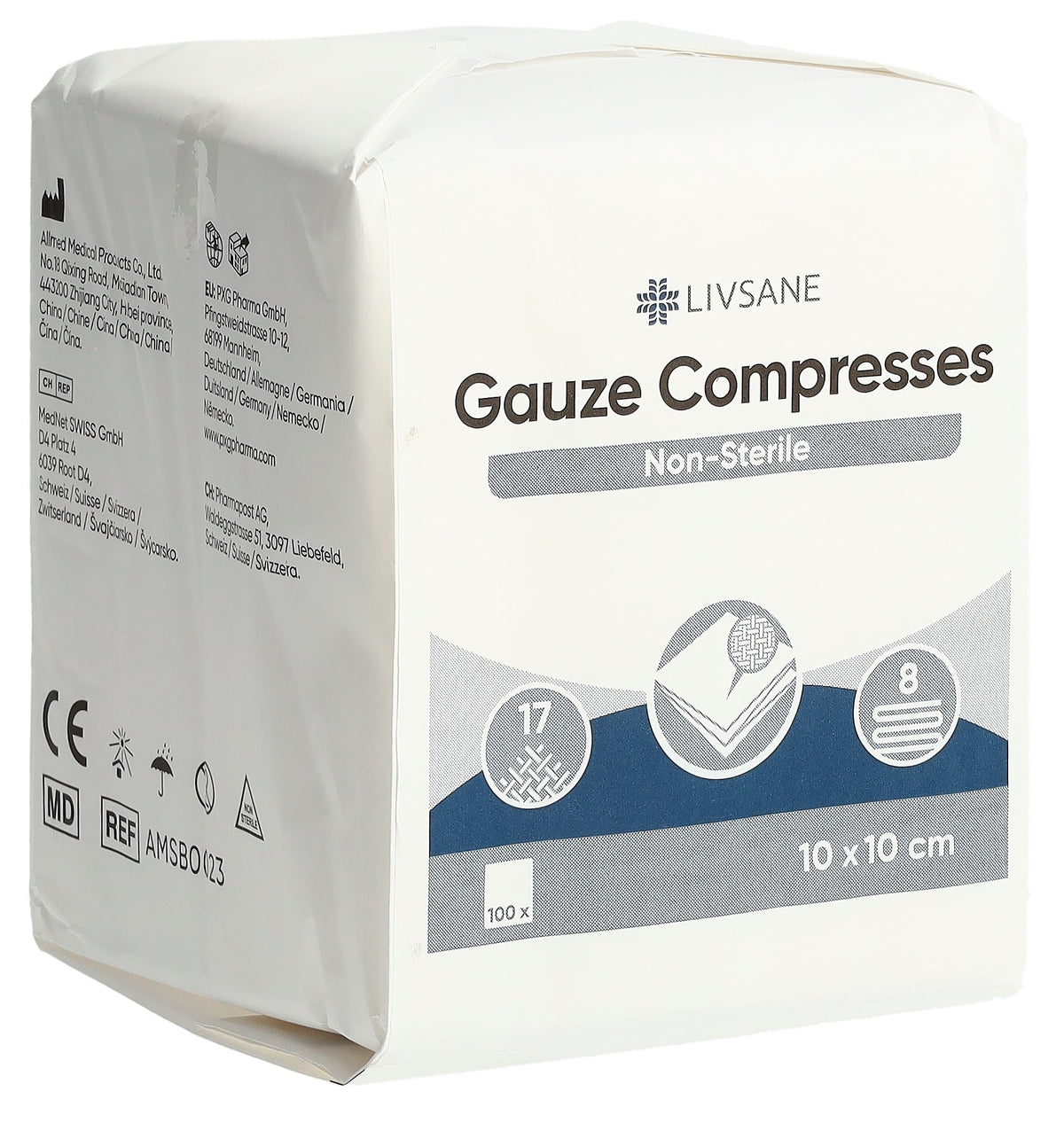 Livsane unsterile Mullkompresse 10x10cm (100 Stk)