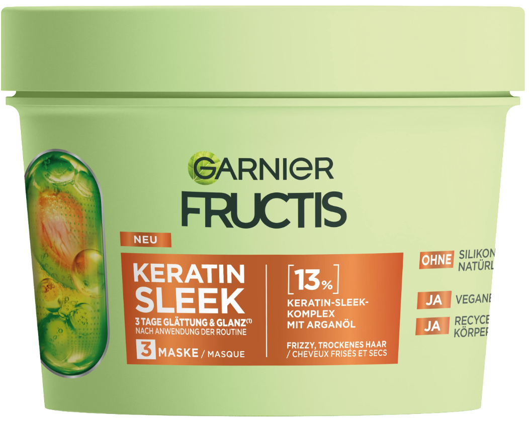 GARNIER FRUCTIS Haarmaske Keratin Sleek, Anti-Frizz Kur (370ml)