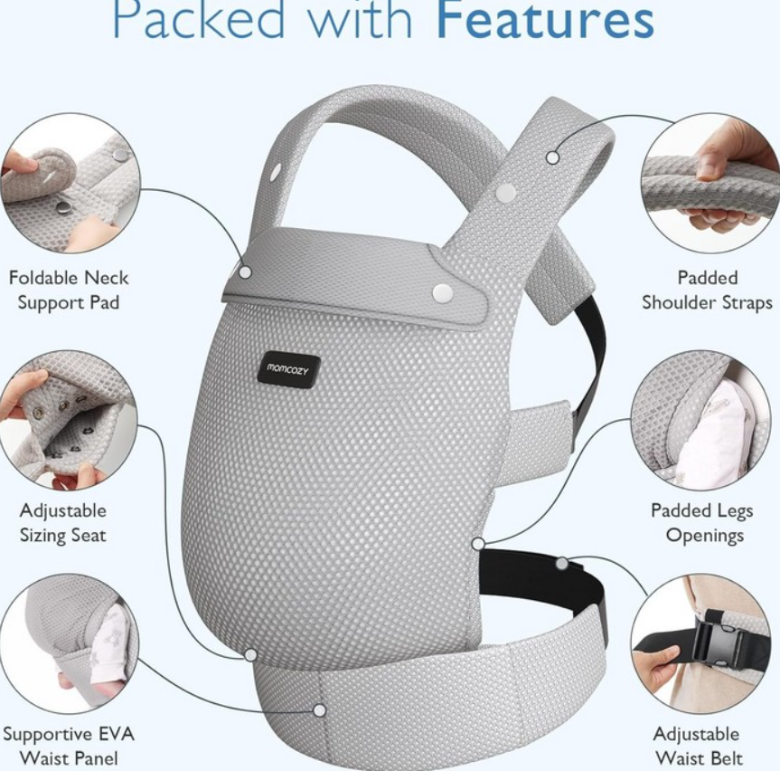 Momcozy Babytrage Air Mesh grau (1 Stk)