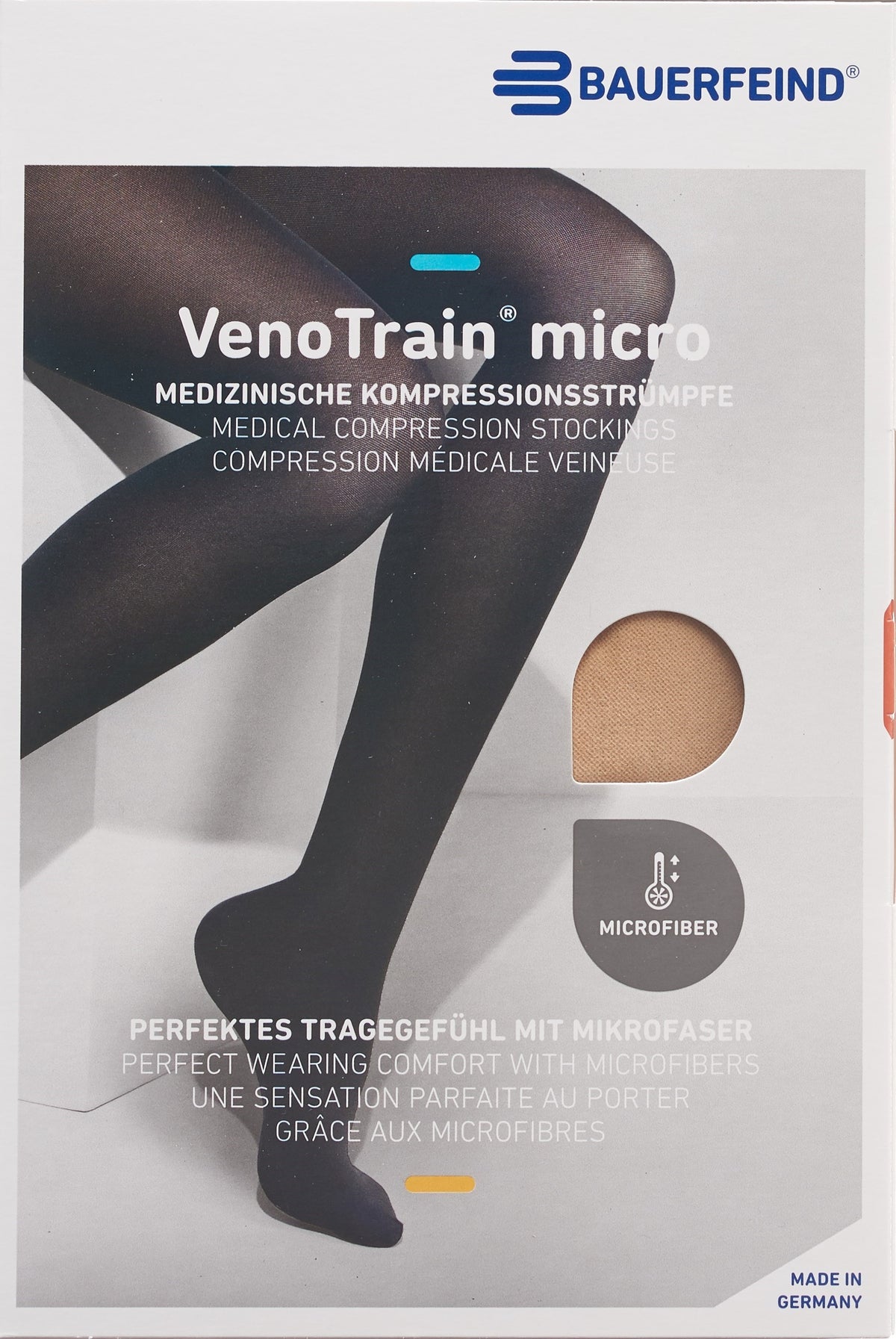 VenoTrain micro Kompressionsstrümpfe cremefarben normal/lang geschlossen, KKL 2, knielang, Umfang Wade 40-48cm (1 Paar)