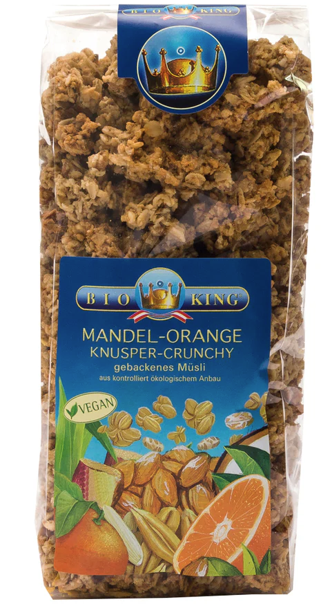 BioKing Knusper-Crunchy Granola Mandel-Orange (375g)