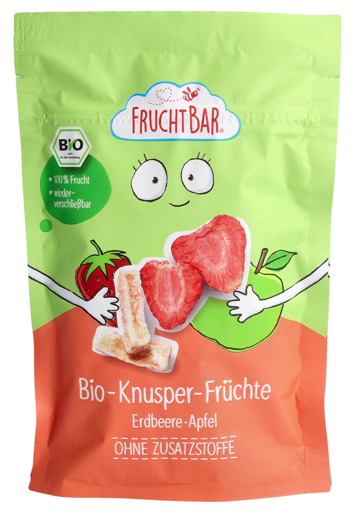 FRUCHTBAR Bio Knusper Früchte Erdbeere, Apfel (15g)