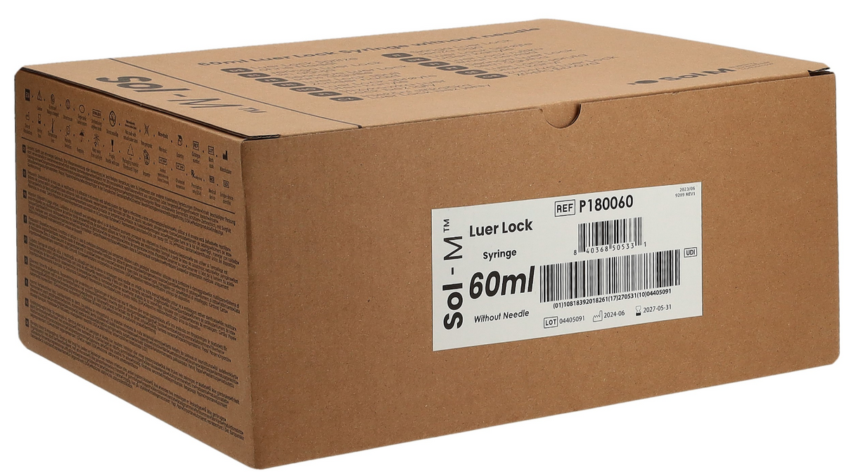 Sol-M 3-teilige Spritze, 60ml, ohne Nadel, Luer-Lock (30 Stk)