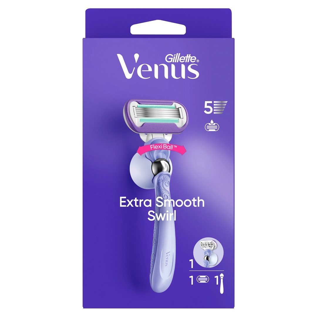 illette Venus Extra Smooth Swirl Rasierer, inkl. 1 Klinge + Duschhänger (1 Stk)