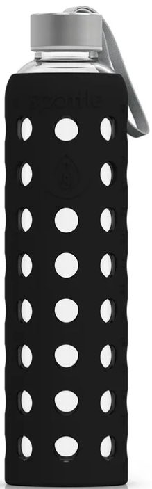 Spottle Glasflasche mit Silikonhülle schwarz, 750ml, Edelstahldeckel (1 Stk)
