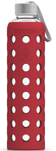 Spottle Glasflasche mit Silikonhülle rot, 750ml, Edelstahldeckel (1 Stk)