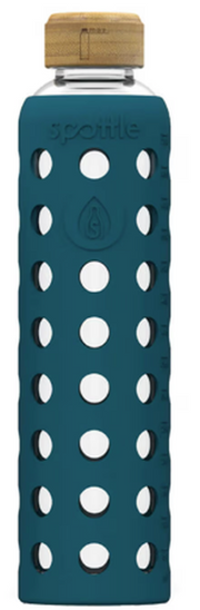 Spottle Glasflasche mit Silikonhülle petrol, 750ml, Bambusdeckel (1 Stk)