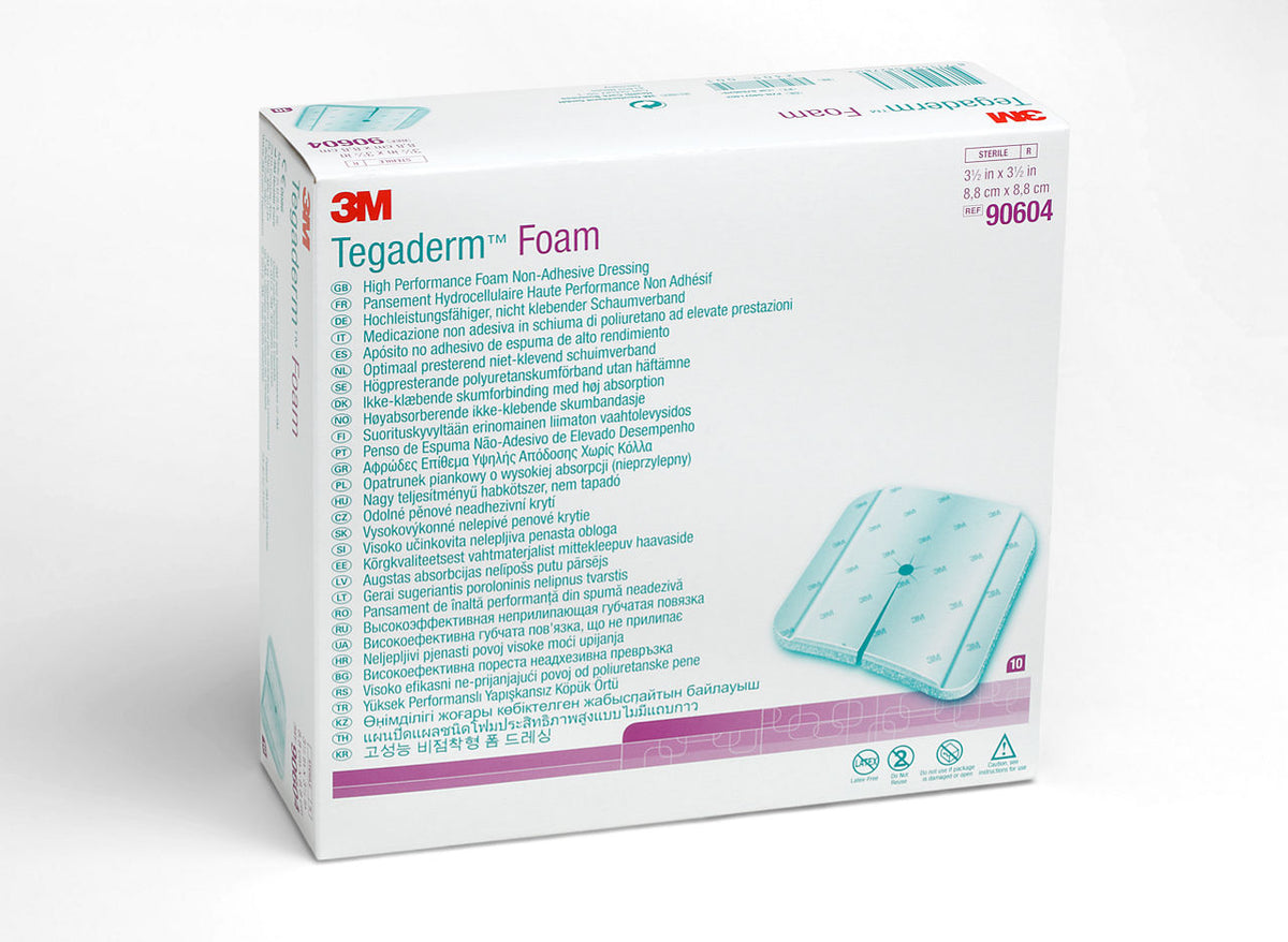 3M Tegaderm HP Foam Schaumverband nicht haftend geschlitzt 8,9cm x 8,9cm (10 Stk)