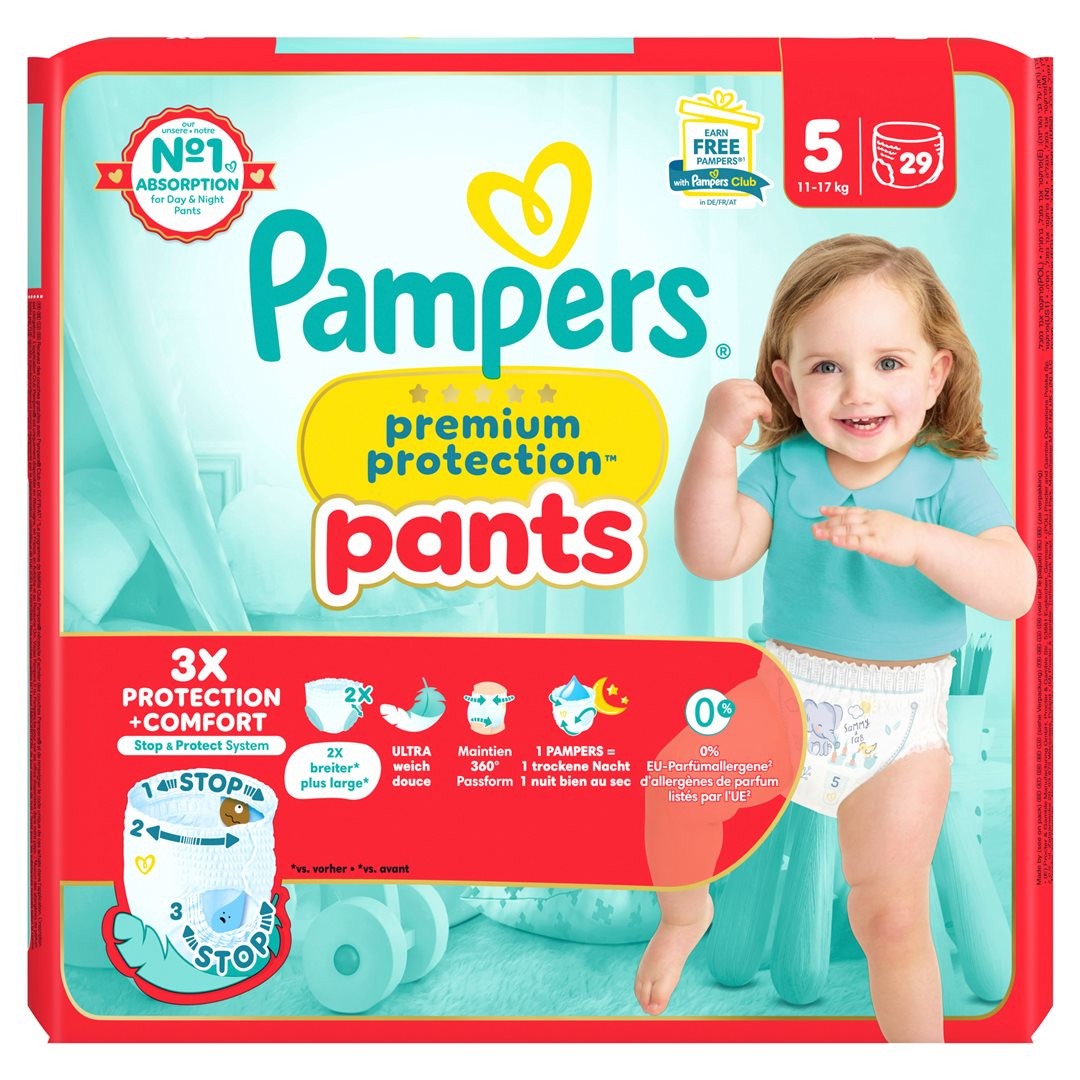 Pampers Premium Protection Pants, Grösse 5, 11-17kg Junior, Sparpack (29 Stk)