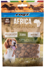 rogz Africa Exotic Skin ​& Coat Help Zebra Snack für Hunde (115g)