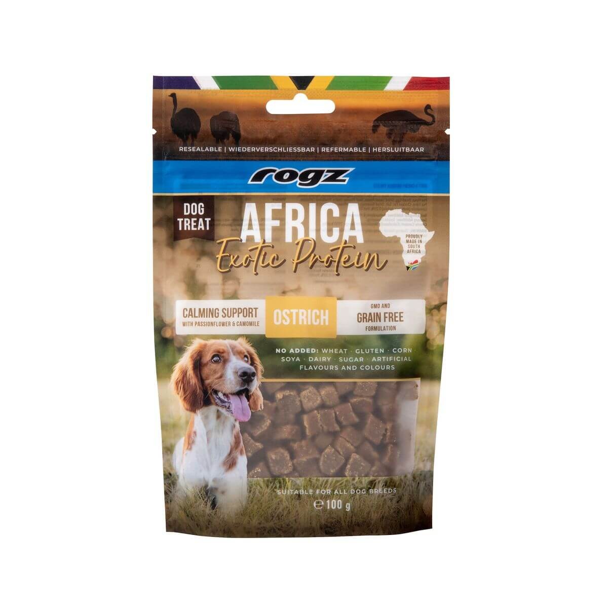 rogz Africa Exotic Calming Support Strauss Snack für Hunde (115g)