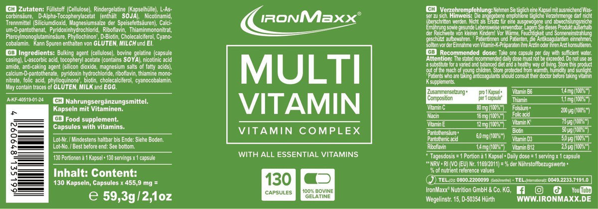 IronMaxx Multi-Vitamin Kapseln (130 Stk)